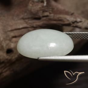 Jadeite Gemstone in 18 x 13 mm (calibrated) Size for Sale, Jadeite Stone in Light Green White Color