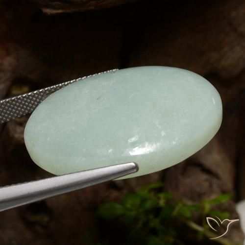 Jadeite Gemstone in 28.4 x 22.7 mm Size for Sale, Jadeite Stone in Light Grey Green Color