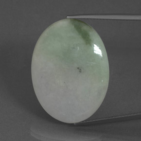 34.38 ct Green Jadeite Gemstone, Jadeite Gem in Oval Cabochon Shape for Sale.