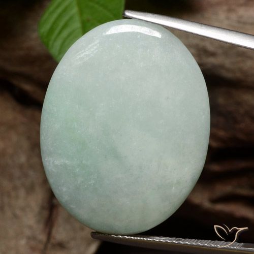 39.00ct Natural Mossy Gray Green Jadeite, Oval, Opaque