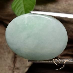 39.00 ct Green Jadeite Stone, Natural Jadeite in Oval Cabochon Shape for Sale