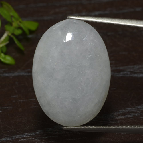 Medium Grey Jade Edelstein - 17.4ct Oval Cabochon (ID: 382787)