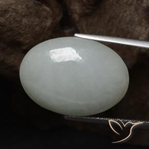 14.47 ct Green Jadeite Stone, Natural Jadeite in Oval Cabochon Shape for Sale