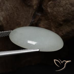 Jadeite Gemstone in 21.5 x 15.5 mm Size for Sale, Jadeite Stone in Grey Green Color