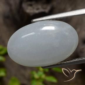 7.94 ct Gray Jadeite Stone, Natural Jadeite in Oval Cabochon Shape for Sale