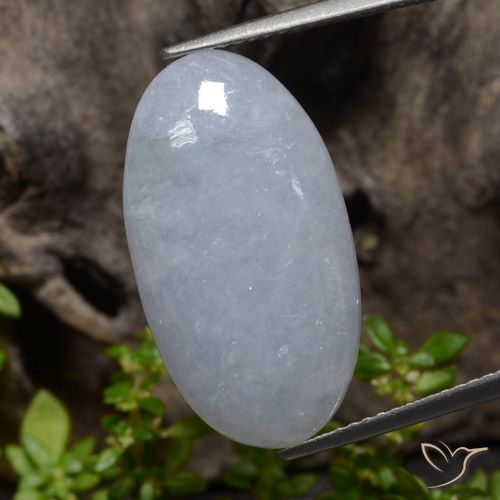 13.30ct Natural Light Bluish Grey Jadeite, Oval, Opaque
