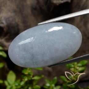 13.30 ct Gray Jadeite Stone, Natural Jadeite in Oval Cabochon Shape for Sale