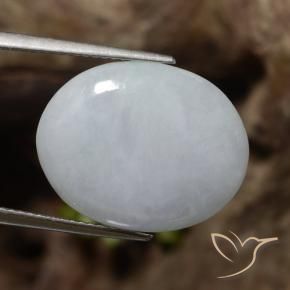 12.74 ct Gray Jadeite Stone, Natural Jadeite in Oval Cabochon Shape for Sale