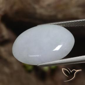 Jadeite Gemstone in 20 x 15 mm (calibrated) Size for Sale, Jadeite Stone in Light Grey Color