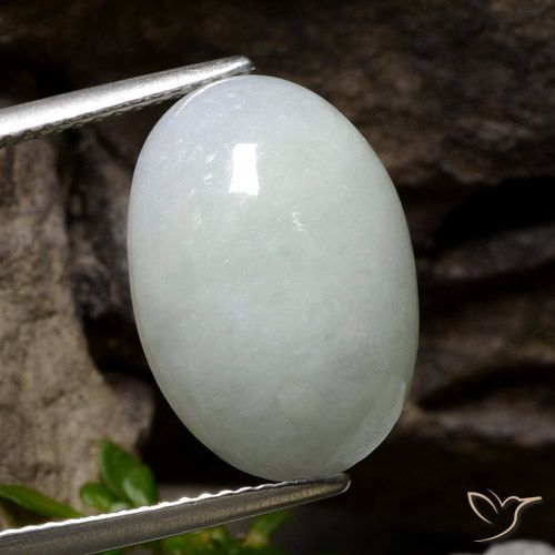 12,48 ct grauer Jadeit, 17,2 x 11,8 mm Ovalschliff aus Myanmar, Photo A