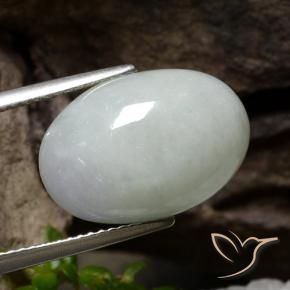 12.48 ct Gray Jadeite Stone, Natural Jadeite in Oval Cabochon Shape for Sale