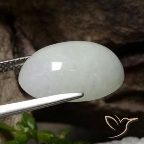 Jadeite Gemstone in 17.2 x 11.8 mm Size for Sale, Jadeite Stone in Light Grey Color