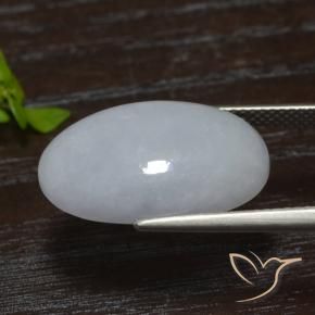 Jadeite Gemstone in 20 x 12.4 mm Size for Sale, Jadeite Stone in Medium Grey Color