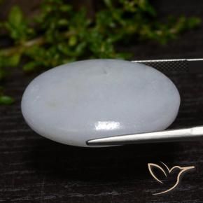 Jadeite Gemstone in 30 x 22 mm (calibrated) Size for Sale, Jadeite Stone in Light Bluish Grey Color