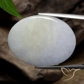 32.25 ct Gray Jadeite Stone, Natural Jadeite in Oval Cabochon Shape for Sale