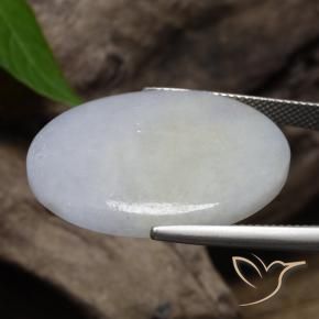 Jadeite Gemstone in 28.4 x 21.8 mm Size for Sale, Jadeite Stone in Light Bluish Grey Color