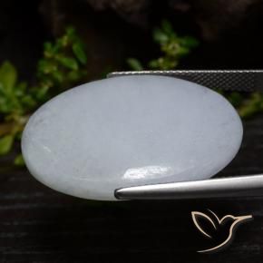 Jadeite Gemstone in 30 x 22 mm (calibrated) Size for Sale, Jadeite Stone in Light Grey Color