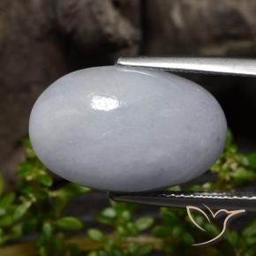 12.71 ct Gray Jadeite Stone, Natural Jadeite in Oval Cabochon Shape for Sale