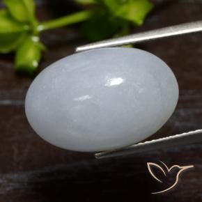 15.42 ct Gray Jadeite Stone, Natural Jadeite in Oval Cabochon Shape for Sale