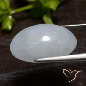 Jadeite Gemstone in 19.3 x 12.6 mm Size for Sale, Jadeite Stone in Light Grey Color