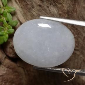 12.25 ct Gray Jadeite Stone, Natural Jadeite in Oval Cabochon Shape for Sale
