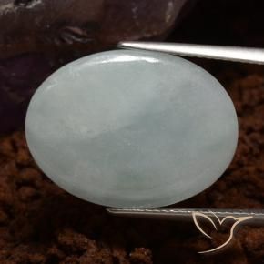 10.49 ct Green Jadeite Stone, Natural Jadeite in Oval Cabochon Shape for Sale