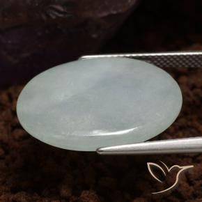 Jadeite Gemstone in 21.5 x 16.1 mm Size for Sale, Jadeite Stone in Grey Green Color