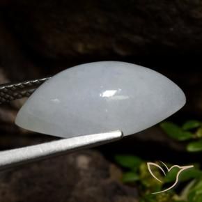 Jadeite Gemstone in 17.5 x 9.3 mm Size for Sale, Jadeite Stone in Light Grey Color
