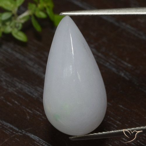18.10ct Natural Grayish White Jadeite, Pear Shape, Translucent