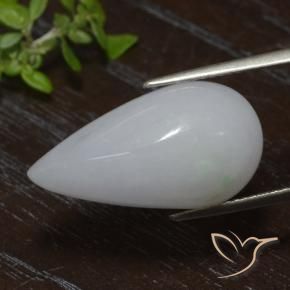 18.10 ct White Jadeite Stone, Natural Jadeite in Pear Cabochon Shape for Sale