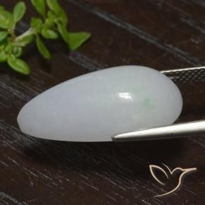 Jadeite Gemstone in 22.7 x 12.2 mm Size for Sale, Jadeite Stone in Grayish White Color