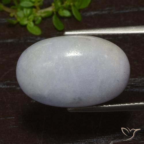 17.35 ct Gray Jadeite Stone, Natural Jadeite in Oval Cabochon Shape for Sale