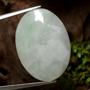 Зеленый различных оттенков Жадеит Камень - 34ct Овал Кабошон (ID: 384517)