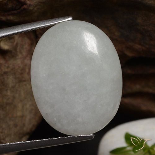 11.79ct Natural Grayish White Jadeite, Oval, Translucent