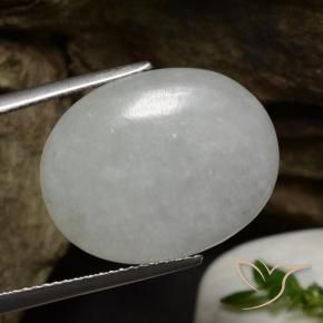 11.79 ct White Jadeite Stone, Natural Jadeite in Oval Cabochon Shape for Sale