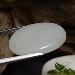 Jadeite Gemstone in 20.1 x 15.8 mm Size for Sale, Jadeite Stone in Grayish White Color