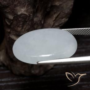 Jadeite Gemstone in 21.9 x 18 mm Size for Sale, Jadeite Stone in Grayish White Color