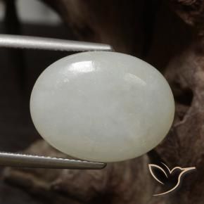 12.51 ct White Jadeite Stone, Natural Jadeite in Oval Cabochon Shape for Sale