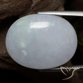 30.21 ct Gray Jadeite Stone, Natural Jadeite in Oval Cabochon Shape for Sale