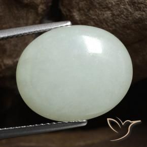 9.66 ct Green Jadeite Stone, Natural Jadeite in Oval Cabochon Shape for Sale