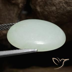Jadeite Gemstone in 17.7 x 14.6 mm Size for Sale, Jadeite Stone in Yellowish Green Color