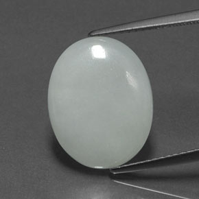 7.02 ct Green Jadeite Gemstone, Jadeite Gem in Oval Cabochon Shape for Sale.
