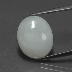 7.49 ct Green Jadeite Gemstone, Jadeite Gem in Oval Cabochon Shape for Sale.