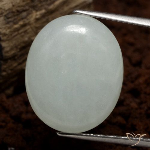 14.79ct Natural Grayish Green Jadeite, Oval, Translucent