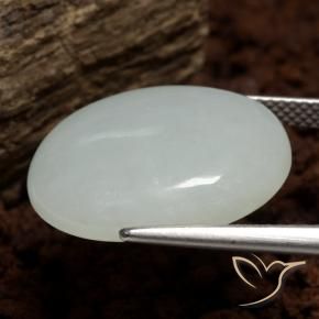 Jadeite Gemstone in 19.4 x 16.1 mm Size for Sale, Jadeite Stone in Grayish Green Color