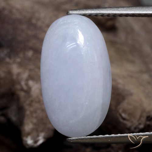 17.1 x 10mm Oval Violet Jadeite from Myanmar, Weight of 7.84ct, Natural untreated Gemstone in Translucent Clarity, 1pc Oval Cabochon Jadeite - Color: Light Violet, Mohs Hardness of 6 - 6.5, Photo A