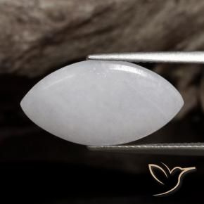 5.25 ct White Jadeite Stone, Natural Jadeite in Marquise Cabochon Shape for Sale