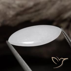 Jadeite Gemstone in 20.8 x 11.2 mm Size for Sale, Jadeite Stone in Grayish White Color
