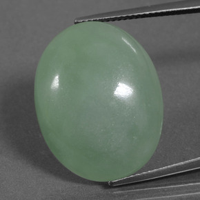 27.45 ct Green Jadeite Gemstone, Jadeite Gem in Oval Cabochon Shape for Sale.