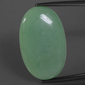 19.15 ct Green Jadeite Gemstone, Jadeite Gem in Oval Cabochon Shape for Sale.